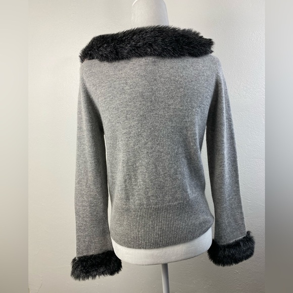 Garnet Hill Lambswool Angora Rabbit Hair Sweater Gray Women’s Medium - Picture 2 of 13
